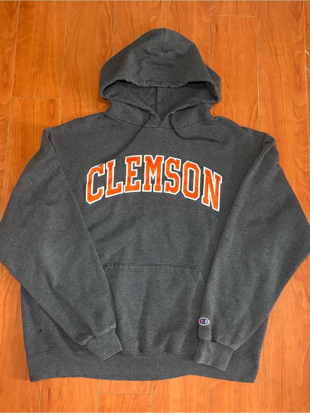 Champion Clemson Tigers Eco Fleece Hoodie Charcoal Grey Mens Large